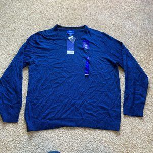 NEW Apt. 9 Merino Sweater Mens XL Blue Pullover Long Sleeve - NWT